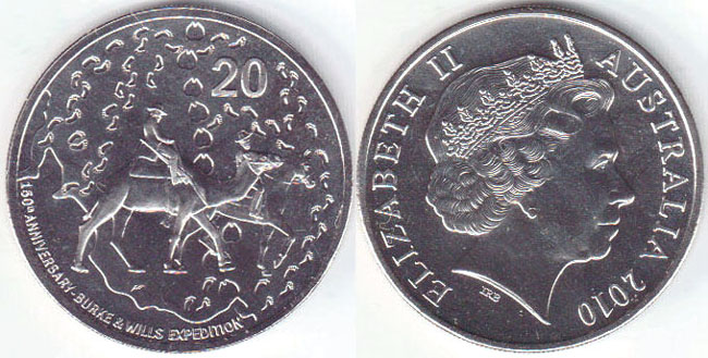 2010 Australia 20 Cents (Burke & Wills)
